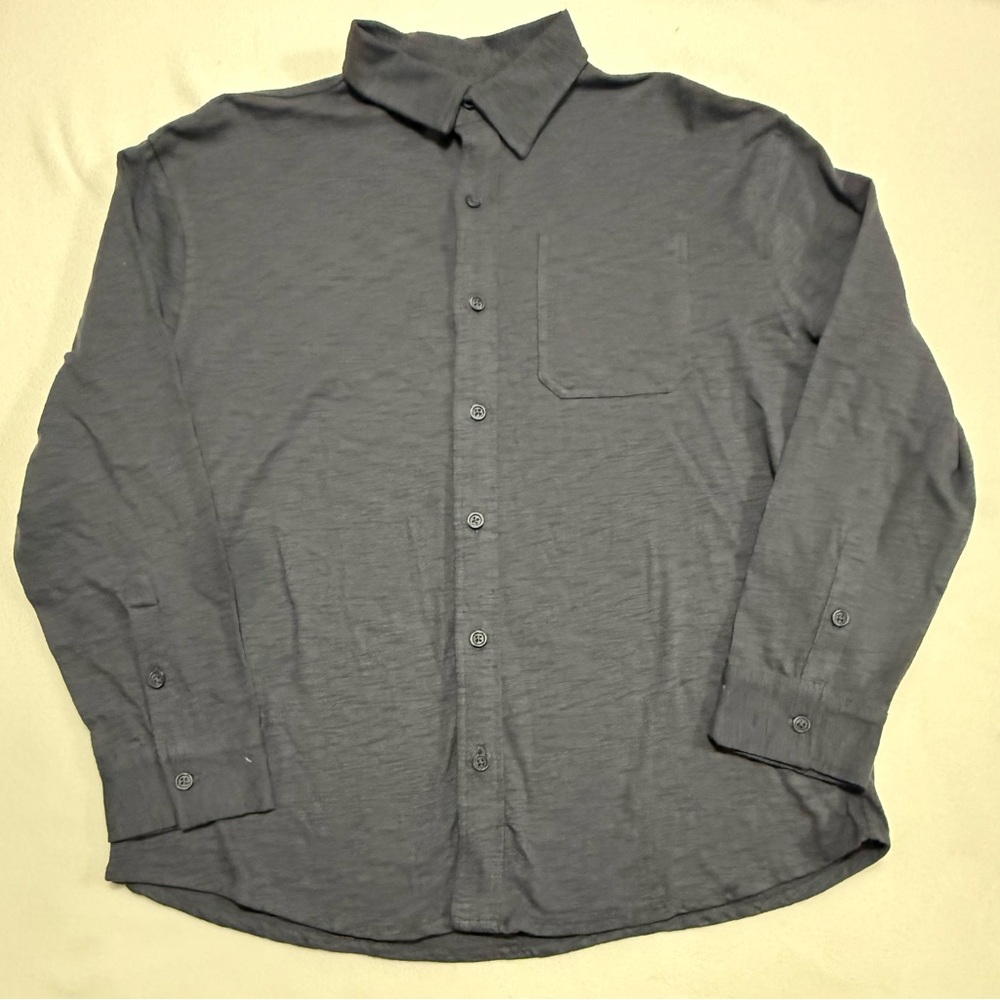 Boys L (14/16H) Husky L/S Ombre Blue Button Down Knit Shirt By Thereabouts - NWT